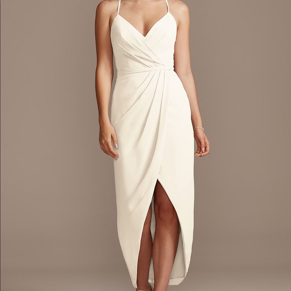 DAVIDS BRIDAL Tulip Hem Chiffon Midi Dress